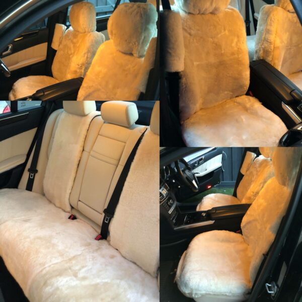 Universal Sheepskin Seat Covers Back Seats – 3 Seaters Ivory